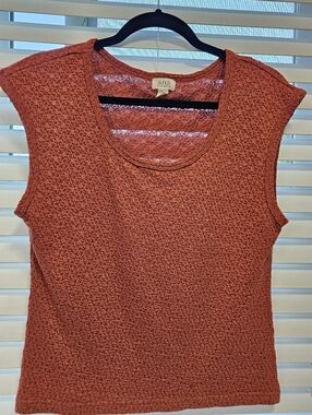 a.n.a Textured Sleeveless Knit Top in Rust